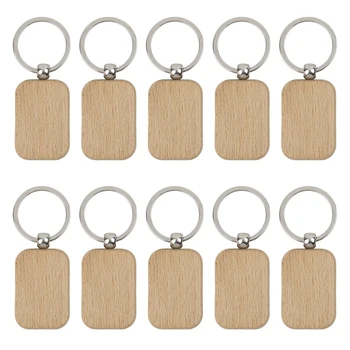  10 Упаковок пустой деревянной цепочки для ключей, незаконченные деревянные заготовки для подвесок С брелоками для EDC-меток, принадлежности для поделок своими руками