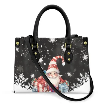  Noisydesigns Санта Клаус Женские Подарочные сумки с принтом в виде елки, черные сумки, Рождественская сумка для девочек, Наплечная сумка, Веселые Рождественские Дизайны в виде снежинок