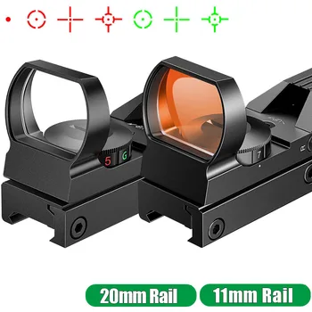  Рефлекторный Прицел Red Dot 1x22x33 мм Охотничий Оптический Прицел с 4 Сетками Тактический Коллиматорный Оптический Прицел для 20 мм/11 мм Рейки