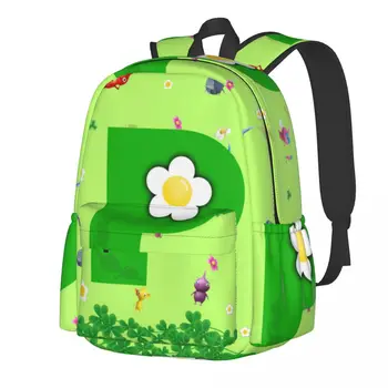  Рюкзак с героями мультфильмов Pikmin, Женские и мужские видеоигры, Зеленые Большие рюкзаки, школьные сумки для отдыха, Дизайнерский рюкзак для колледжа, Рюкзак