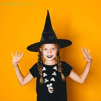  Шляпы Ведьм на Хэллоуин, Черные Шляпы Ведьм Для взрослых, Маскарадный костюм Волшебника, Остроконечные Кепки, Реквизит для Косплея, Украшение вечеринки